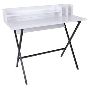 Rašomasis stalas Kalune Design Steyr, 100 cm x 89 cm, 50 cm, balta sp./juoda sp.