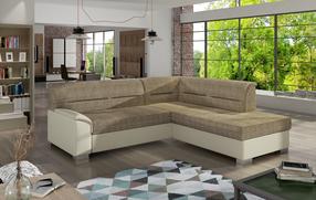 Kampinė sofa Bergen Berlin 03, Soft 33, ruda sp./smėlio sp., dešininė, 214 x 247 cm x 83 cm