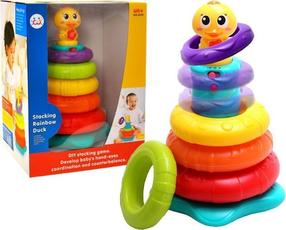 Tornis ar gredzeniem Hola Stacking Rainbow Duck, daudzkrāsaina
