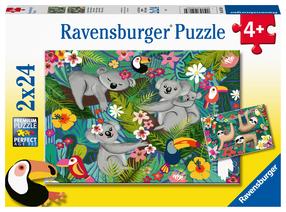 Puzle 2in1 Ravensburger Koalas and Sloths, 18 cm x 26 cm, 48 gab., daudzkrāsaina