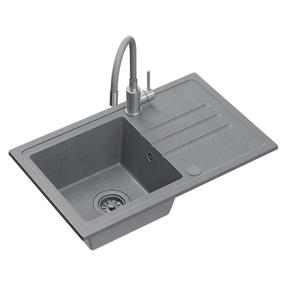 Plautuvė su virtuviniu maišytuvu Quadron Ben 111, granitas, 70 cm x 44 cm x 17.5 cm, pilka sp.