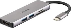 USB šakotuvas D-Link 9840532 USB Type-C, USB Type A, pilka sp.