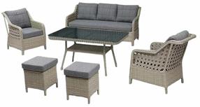 Lauko baldų komplektas Kalune Design Rondi, tamsiai pilka sp./šviesi smėlio sp., 7 vietų