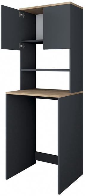 Brīvi stāvošs vannas istabas skapis Kalune Design KD101 2674, antracīta krās./valriekstu krās., 60 cm x 65 cm x 183.6 cm