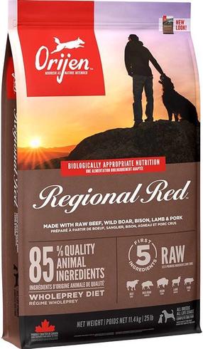 Sausas šunų maistas Orijen Regional Red, ėriena/jautiena/žvėriena, 11.4 kg