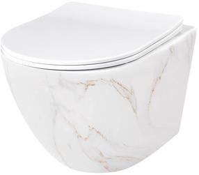 Prekė su pažeista pakuote. Unitazas, pakabinamas Rea Carlos Flat Rimless, su dangčiu, 370 mm x 495 mm