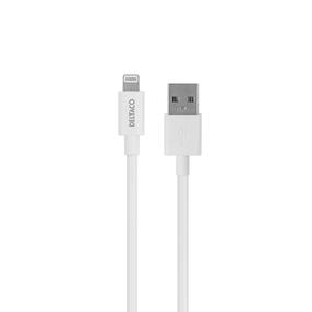 Įkrovimo laidas Deltaco Baltic, Lightning/USB A, 100 cm, balta sp.