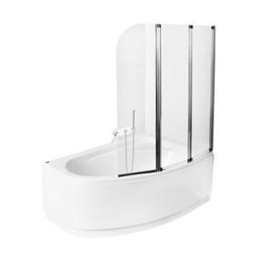 Ванная стенка Besco Ambition 3 PA3S, 123.5 см x 139 см x 0.4 см, прозрачный цв./хромовый цв./закаленный