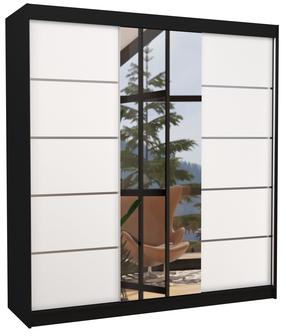 Spinta ADRK Bergen 200, skaidri sp./balta sp./juoda sp., 58 cm x 200 cm x 215 cm, su veidrodžiu