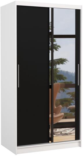 Riidekapp ADRK Baros, valge v./must v., 58.1 cm x 100 cm x 200 cm, peegliga