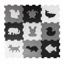 Kilimėlis kūdikiams - dėlionė Smily Play Animals SP84354, 29 cm x 29 cm, 9 vnt, balta sp./juoda sp.