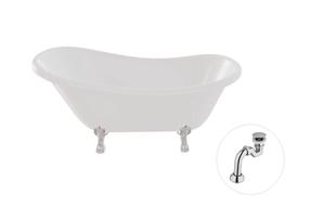 Vann, teisaldatav Besco Otylia, 170 cm x 77 cm x 69.5 cm, ovaalne, valge v./kroom v.