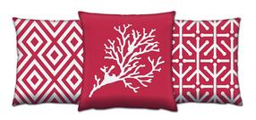 Dekoratīvs spilvens Mioli Decor Set, balta krās./sarkana krās., 43 cm x 43 cm, 3 gab.