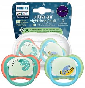 Набор пустышек Philips Avent Ultra Air Night, 6+ мес., синий цв./зеленый цв.