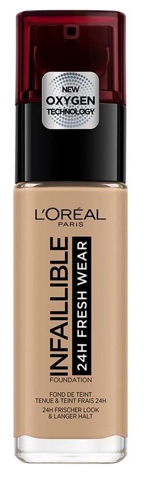 Skystas makiažo pagrindas L’Oréal Paris Infallible 24H Fresh Wear, šviesiai ruda sp., 145, 30 ml