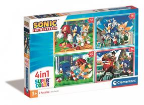 Puzle 4in1 Clementoni 4in1 Super Color Sonic 21522, 14 cm x 19 cm, 72 gab., daudzkrāsaina