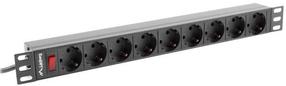 Buitinis ilgintuvas Lanberg PDU-09F-0300-BK, 1.5 mm², 3 m, 9 lizdų, su jungikliu, juoda sp.