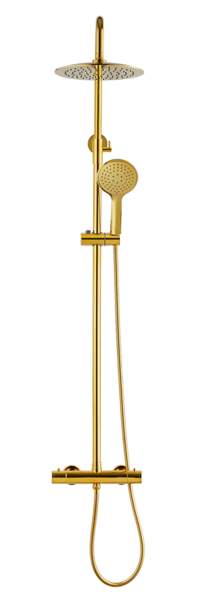 Dušas komplekts ar termostata jaucējkrānu Invena Gold AU-16-009-X, zelta krās.