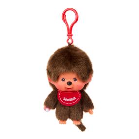 Брелок для ключей Monchhichi Big Head Boy, 10 см, коричневый цв./красный цв.
