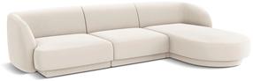 Kampinė sofa Micadoni Home Miley Velvet 4 Seats, šviesiai ruda sp., dešininė, 259 x 155 cm x 74 cm