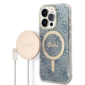 Telefona maciņa un lādētāja komplekts Guess BUGUHMP14LH4EACSB, zila krās., Apple