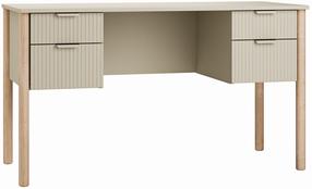Rašomasis stalas su stalčiais Pinio Miloo, 125 cm x 62.5 cm, 75 cm, šampano sp.