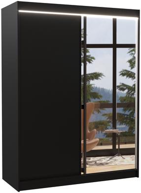 Skapis ADRK Jordi LED, melns krās., 58 cm x 150 cm x 200 cm, ar spoguli