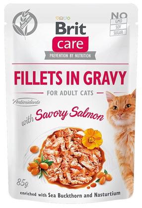 Šlapias kačių maistas Brit Care Fillets in Gravy, žuvis/lašiša, 0.085 kg