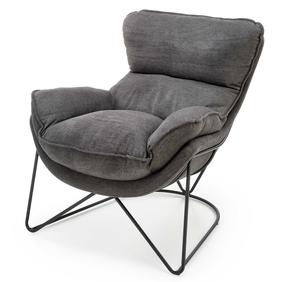 Krėslas Nerval, juoda sp./tamsiai pilka sp., 72 cm x 91 cm x 78 cm