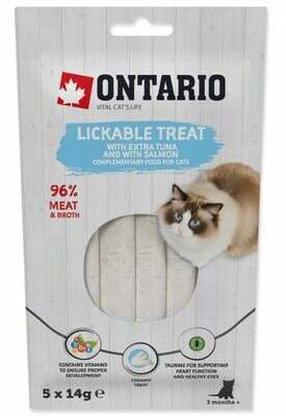 Kārumi kaķiem Ontario Lickable Treats Tuna With Salmon, tunzivis, 0.014 kg, 5 gab.