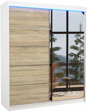 Шкаф ADRK Caro, белый цв./дуб сонома цв., 58 см x 180 см x 215 см, с зеркалом