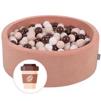 Baseinas su kamuoliukais KiddyMoon Foam Ball Pit Round 300 Balls, 90 cm x 90 cm, 300 vnt, ruda sp.