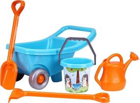 Smėlio žaislų rinkinys Technok Wheelbarrow, mėlyna sp./oranžinė sp., 55 mm x 35 mm