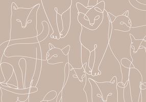 Fototapetas Artgeist Cat Lineart - Minimalist Sketches Of White Cats On Beige Background, 280 cm x 400 cm