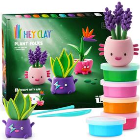 Plastilīna komplekts Hey Clay Plant Folks, daudzkrāsaina