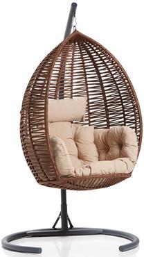 Pakabinamas krėslas Kalune Design Saka, juoda sp./ruda sp./smėlio sp.