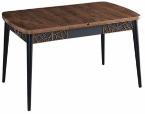 Valgomojo stalas išskleidžiamas Kalune Design Amalfi Motif, juoda sp./riešuto sp., 131.5 - 170 cm x 76.5 cm x 79.5 cm