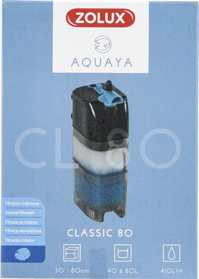 Akvārija filtrs Zolux Aquaya Classic 80, 40 - 80 l, melna krās.