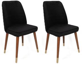 Kėdžių rinkinys Kalune Design Hugo 386 V2 974NMB1673, matinė, aukso sp./juoda sp./riešuto sp., 49 cm x 50 cm x 90 cm, 2 vnt.