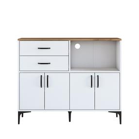 Komoda Kalune Design JE166, balta sp./riešuto sp., 98.6 cm x 40 cm x 120 cm