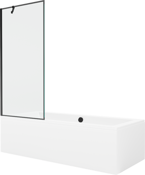 Vonia su sienele, laisvai pastatoma Mexen Cube, 170 cm x 80 cm x 39 cm, stačiakampis, skaidri sp./balta sp.