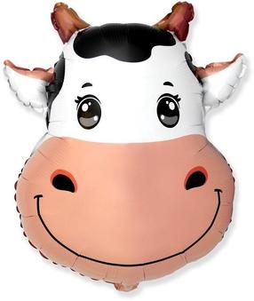Фольгированный шар фигурные Flexmetal Cow Head, белый цв./черный цв./коричневатый цв.