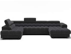 Kampinė sofa - lova Feraria Royal 05, tamsiai pilka sp., kairinė, 202 x 358 cm x 93 cm