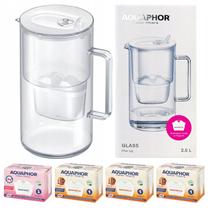 Vandens filtravimo indas, su kasetėmis Aquaphor Glass, 2.5 l, skaidri sp./balta sp.