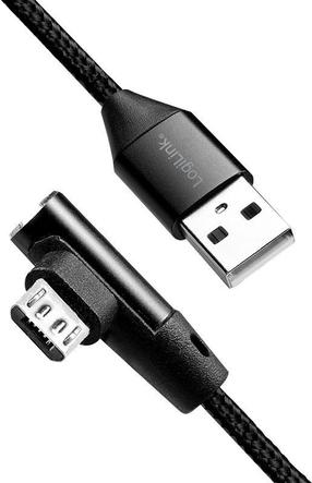 Провод Logilink USB To Micro USB 90° Angled Cable USB, Micro USB, 1 м, черный цв.