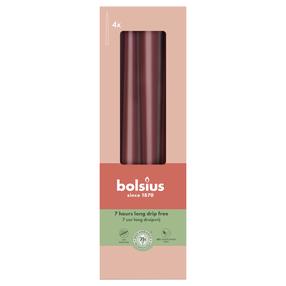 Žvakė, kūginė Bolsius Velvet Red, 7 h, 4 vnt., raudona sp.