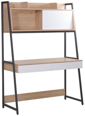Rašomasis stalas su lentyna Home4you Study 40844, 124 cm x 54 cm, 171 cm, ąžuolo sp./balta sp.