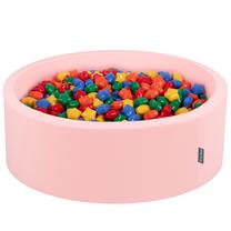 Baseinas su kamuoliukais KiddyMoon Round Ball Pit Round 600 Stars, 90 cm x 90 cm, 600 vnt, rožinė sp./įvairių spalvų