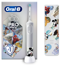 Elektrinis dantų šepetėlis Oral-B PRO Kids 3+ Disney 100, balta sp./pilka sp.