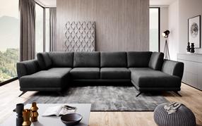 Kampinė sofa Larco Nube 6, tamsiai pilka sp., 191 x 362 cm x 90 cm
